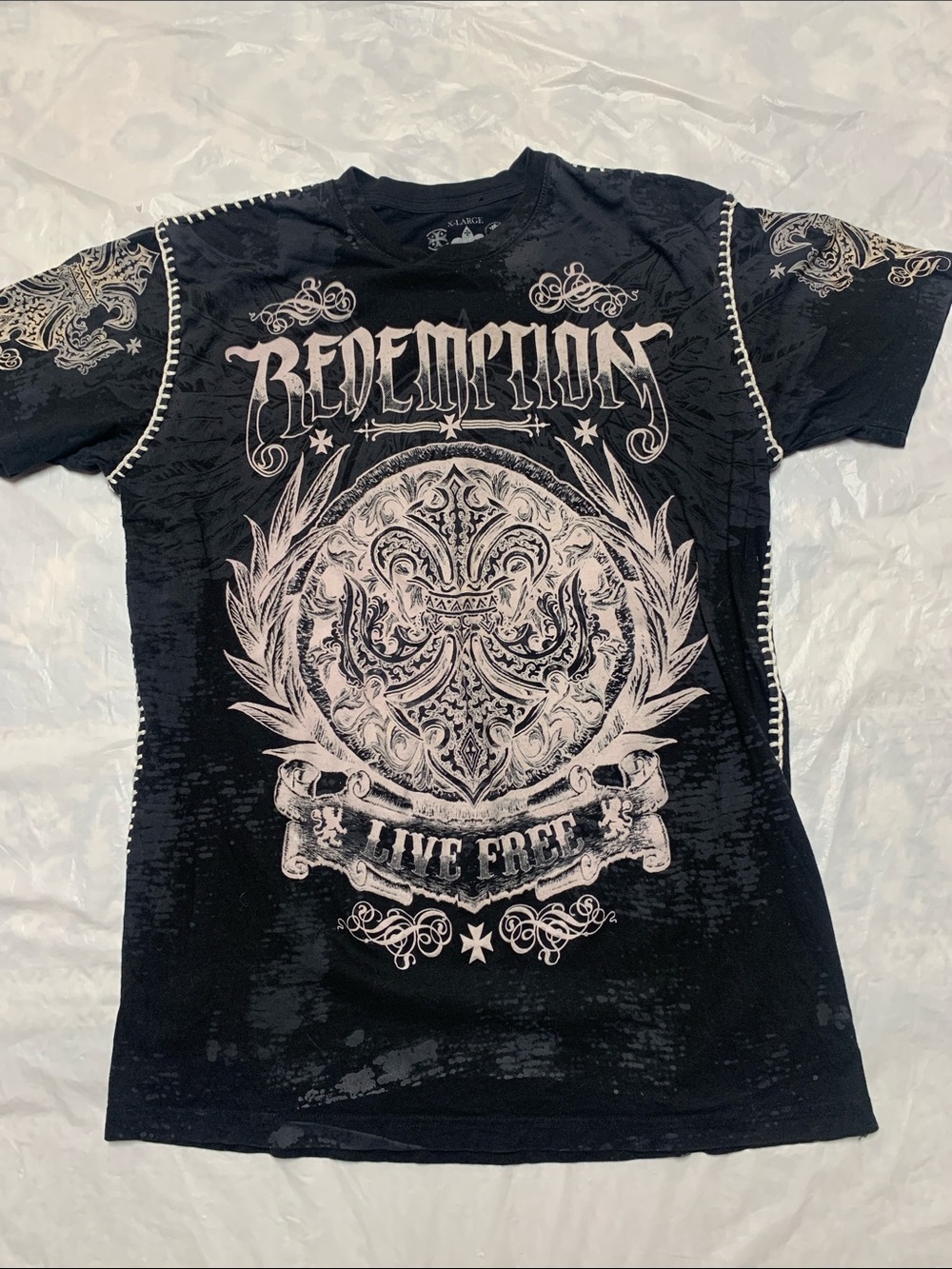 Raw State Vintage Y2K Black Goth Grunge Graphic T Shirt Size XL